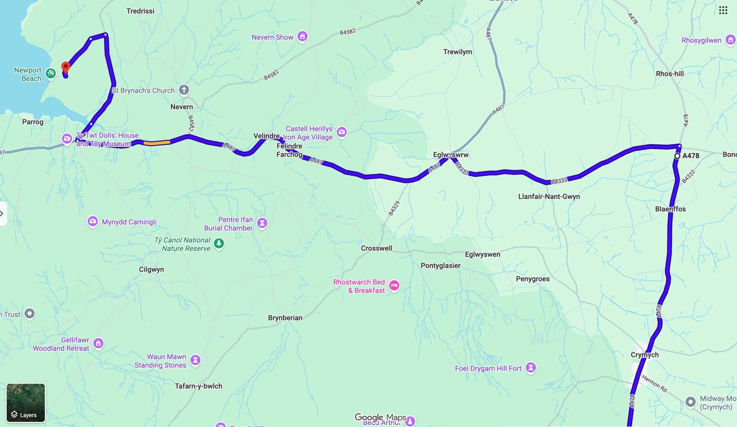 Driving to Peg-y-Don from Crymch
